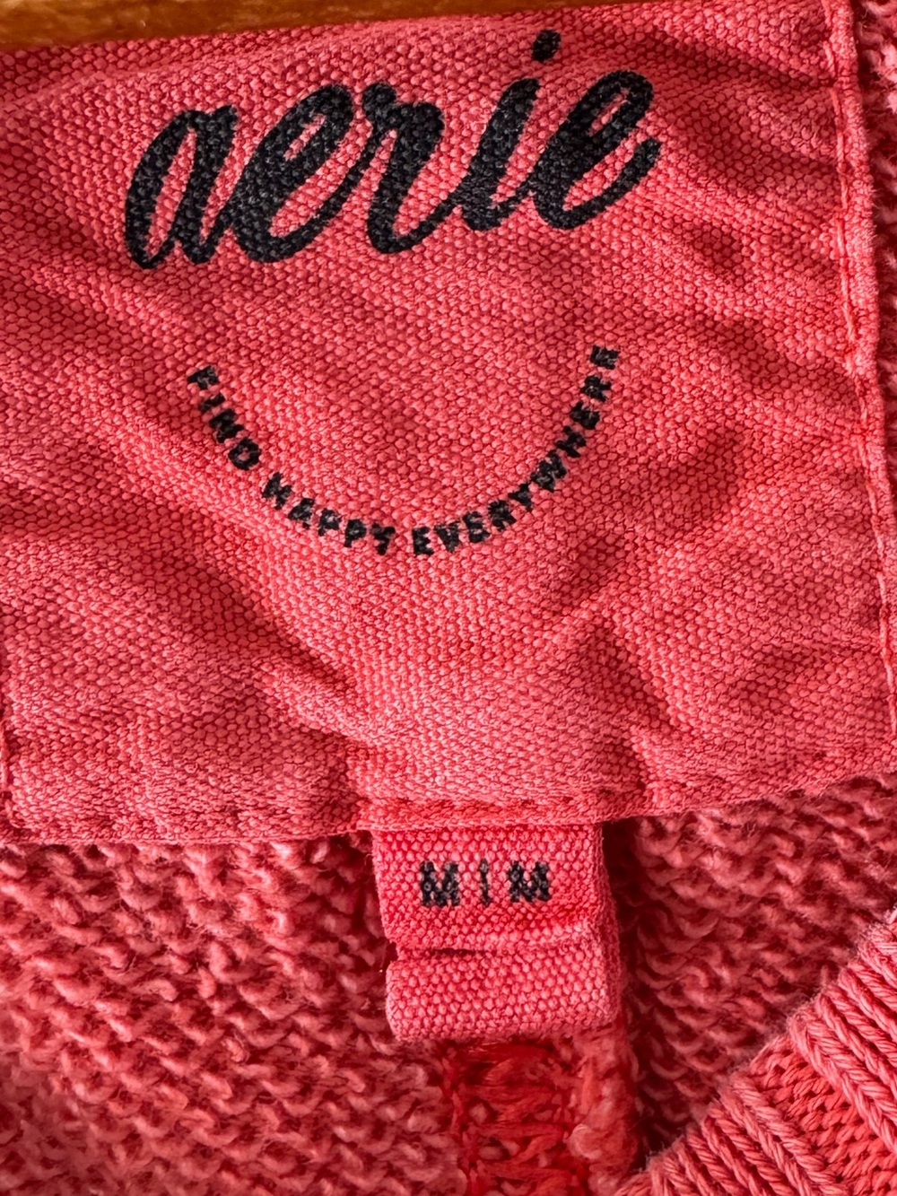 Oversized Aerie Crewneck Sweatshirt, Sz Medium cropped 3/4 sleeve raw edge - Picture 6 of 11